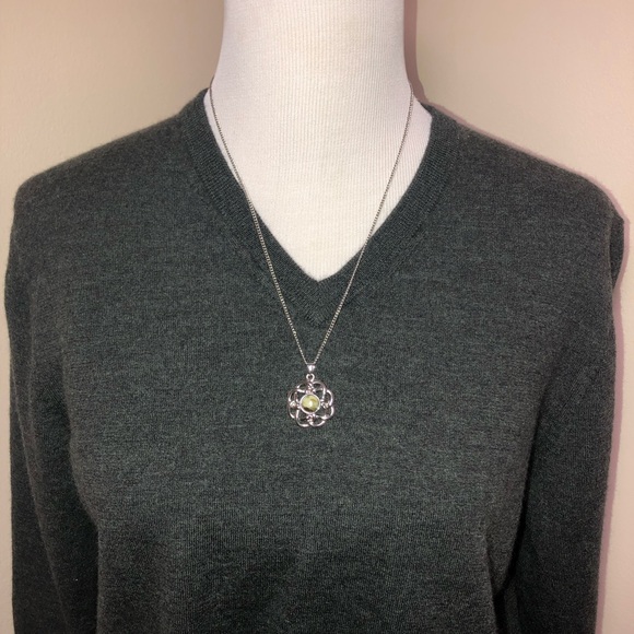 Everlane 100% Soft Wool V-Neck Sweater,Sz-XL,Color-Heathered Olive Grn/Black - Picture 5 of 11